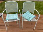 Stalen tuinstoel, lichtblauw, Tuin en Terras, Tuinstoelen, Ophalen of Verzenden, Zo goed als nieuw, Metaal