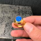 14 karaat gouden ring heren zegelring blauw steen, Sieraden, Tassen en Uiterlijk, Ringen, 20 of groter, Heer, Ophalen of Verzenden