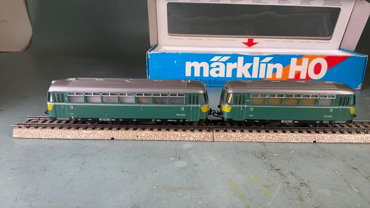 Marklin ho 3135 Railbus met aanhanger NMBS analoog in doos., Hobby en Vrije tijd, Modeltreinen | H0, Zo goed als nieuw, Locomotief