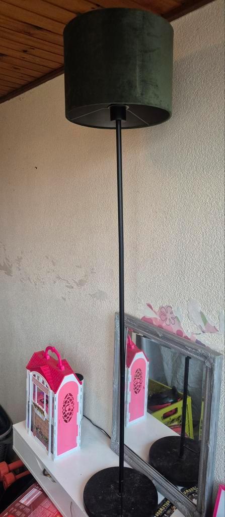 Groene Staande Lamp, Huis en Inrichting, Lampen | Vloerlampen, Gebruikt, 150 tot 200 cm, Metaal, Stof, Ophalen