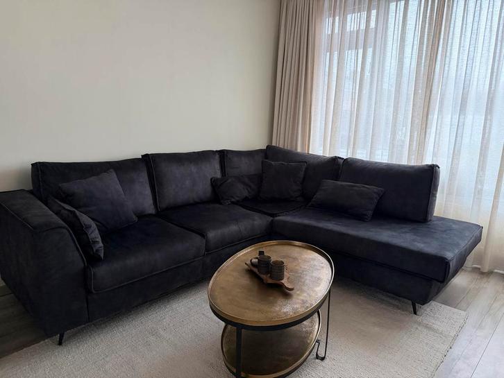 Stijlvolle Hoekbank - Zwart, Huis en Inrichting, Banken | Bankstellen, Zo goed als nieuw, Hoekbank, Vierpersoons of meer, 250 tot 300 cm