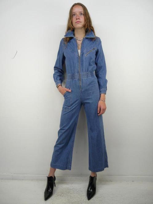 *Abfab Vintage Denim 70's Jumpsuit 34*, Kleding | Dames, Jumpsuits, Zo goed als nieuw, Maat 34 (XS) of kleiner, Blauw, Ophalen of Verzenden