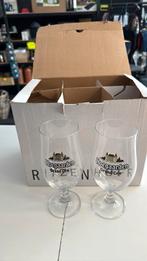 Doos van 6 stuks Hoegaarden glazen 33 CL, Ophalen of Verzenden, Zo goed als nieuw, Bierglas