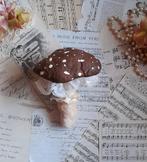 Sale!Prachtige grote brocante wattenpop paddenstoel met kant, Ophalen of Verzenden