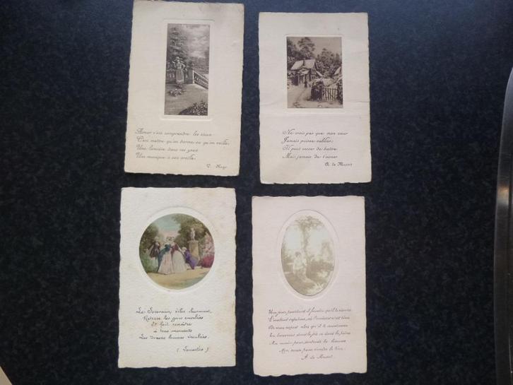 4 Franse prentjes met spreuken van 0.a Victor Hugo, Verzamelen, Ansichtkaarten | Buitenland, Frankrijk, Voor 1920, Ophalen of Verzenden