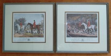 Twee vintage Engelse jachttaferelen door R.B. Davis beschikbaar voor biedingen