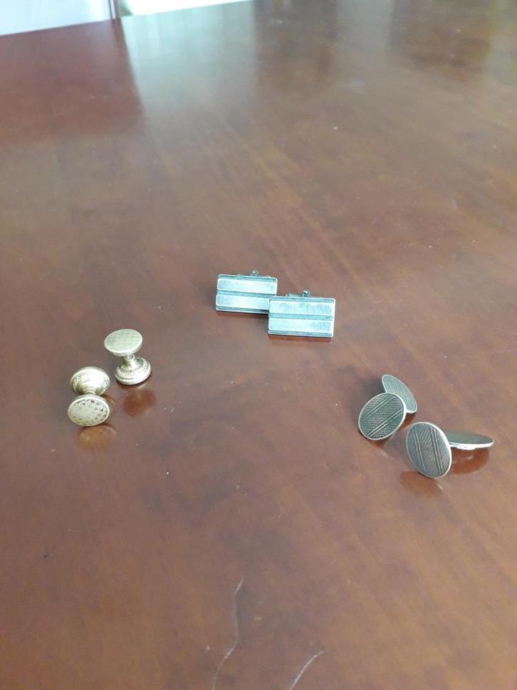 3 paar manchetknopen .., Sieraden, Tassen en Uiterlijk, Manchetknopen, Zo goed als nieuw, Zilver, Verzilverd, Ophalen of Verzenden