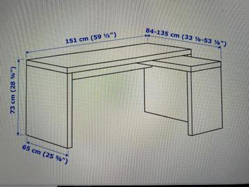 IKEA bureau MALM bruin uittrekbaar blad - afbeelding 2