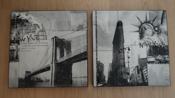 2x Schilderij New York beschikbaar voor biedingen