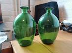 Smaragd groene vaas 2x, Ophalen of Verzenden, Minder dan 50 cm, Groen, Glas