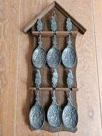 Vintage lepelrek met 6 tinnen lepels Jan Steen, Ophalen of Verzenden