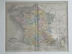 1865 Landkaart Frankrijk / provinces O U D in moooie lijst, Frankrijk, Ophalen of Verzenden, 1800 tot 2000, Landkaart