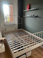 Metalen wit bedframe - inclusief lattenbodem. Ikea Leirvik, Ophalen, Wit, Tweepersoons, 140 cm