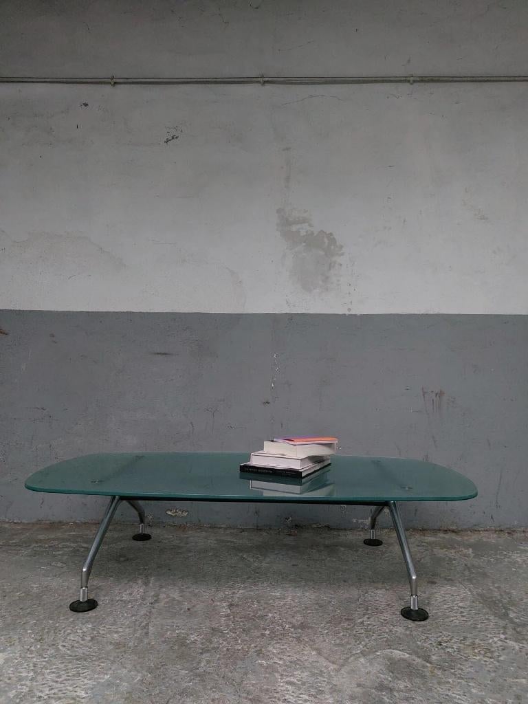 Vitra by Antonio Citterio tafel, glazen blad, chromen poten., Huis en Inrichting, Tafels | Salontafels, Verzenden, 50 tot 100 cm