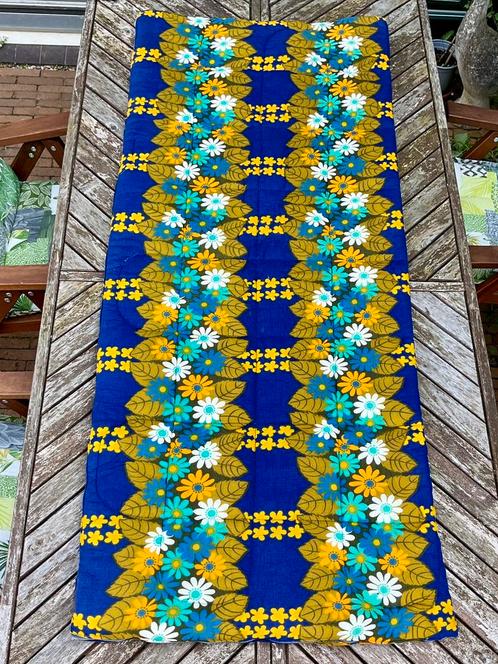 Vintage slaapzak blauw met gele en blauwe bloemen, Caravans en Kamperen, Slaapzakken, Zo goed als nieuw, Ophalen of Verzenden