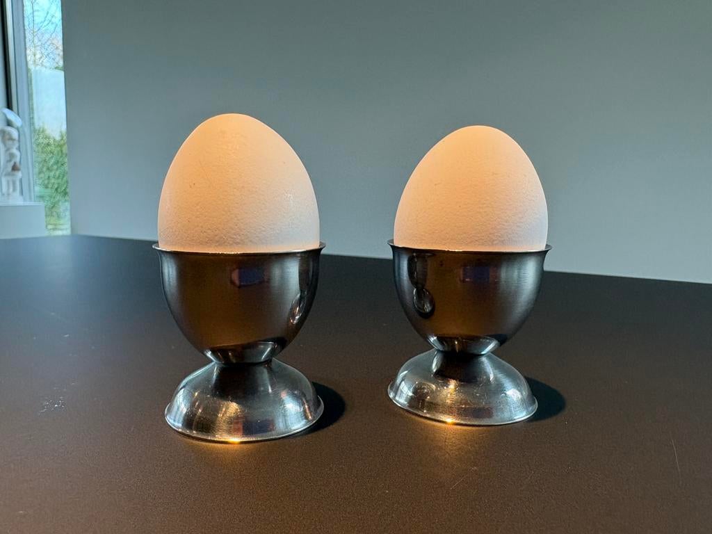 RVS eierdopjes, 2 stuks, Ophalen of Verzenden