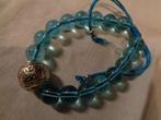 uit blauwe en 1 zilverkl kralen nr arm 989, Sieraden, Tassen en Uiterlijk, Ophalen of Verzenden, Nieuw, Blauw, Overige materialen