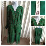 44-46 MAXIBLUE groene dames mididress blaadjesprint!, Maat 46/48 (XL) of groter, Ophalen of Verzenden, Zo goed als nieuw, Maxiblue