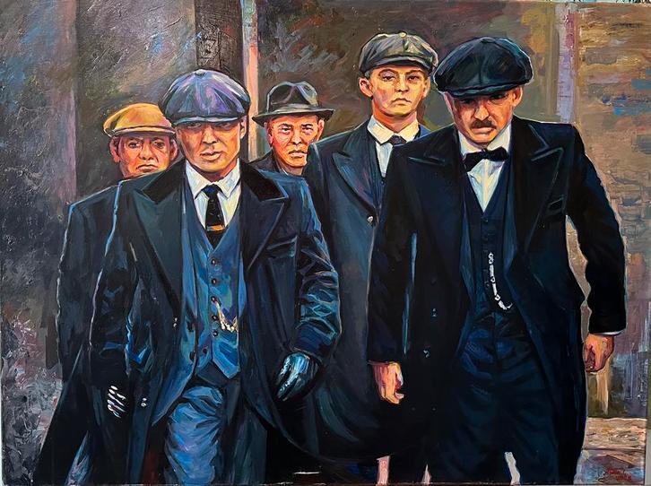 Alex L- Peaky Blinders- Handgeschilderd (100%)- Origineel, Antiek en Kunst, Kunst | Schilderijen | Modern, Ophalen of Verzenden