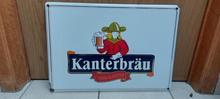 Emaillebord Kanterbräu bier (Emaillerie Belge), Verzamelen, Biermerken, Zo goed als nieuw, Reclamebord, Plaat of Schild, Overige merken