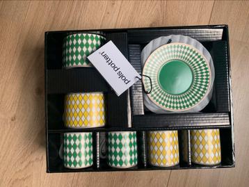 Pols Potten chess 2 thee + 4 espresso kopjes + bordjes beschikbaar voor biedingen