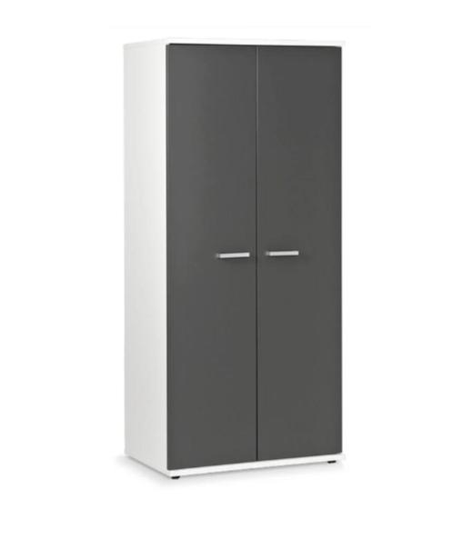 Draaideurkast 3 legplanken en roede. Kleur wit/donkergrijs, Kinderen en Baby's, Kinderkamer | Commodes en Kasten, Zo goed als nieuw