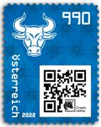 Cryptostamp Oostenrijk 2022 Bull Blauw - Niet Geclaimd, Ophalen of Verzenden, Postfris