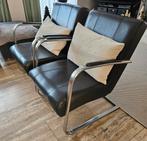 Twee moderne lederen fauteuils in perfecte staat., Huis en Inrichting, Fauteuils, Ophalen, Zo goed als nieuw, 75 tot 100 cm, 50 tot 75 cm