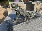 Bronzen sculptuur van een liggende leeuwin op marmeren voet, Ophalen of Verzenden, Brons