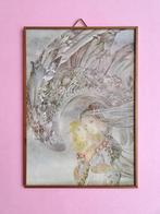 2x Vintage kerst winter illustratie lijstje sprookje kunst, Ophalen, Zo goed als nieuw