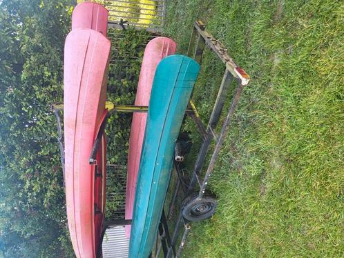 4 x 3 persoons kano's met trailer, Watersport en Boten, Kano's, Gebruikt, Overige typen, Ophalen