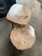 Boomstamtafel salontafel bijzettafel, Huis en Inrichting, Minder dan 55 cm, Rond, Zo goed als nieuw, Ophalen