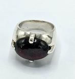 Zilveren Design Ring Met Donker Rode Carniool Steen, Verzenden, ., Zo goed als nieuw, Dame
