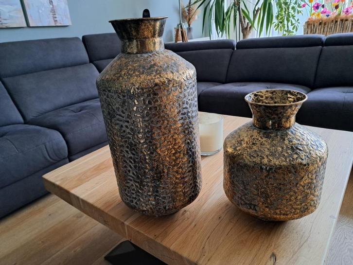 Goudkleurige design vazen van Clyre & Eef 56 en 36 cm hoog, Huis en Inrichting, Woonaccessoires | Vazen, Nieuw, Overige kleuren