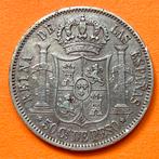 Filipijnen 50 Centimos (1/2 Peso) 1868 Isabella II zilver, Ophalen of Verzenden, Zuidoost-Azië, Zilver