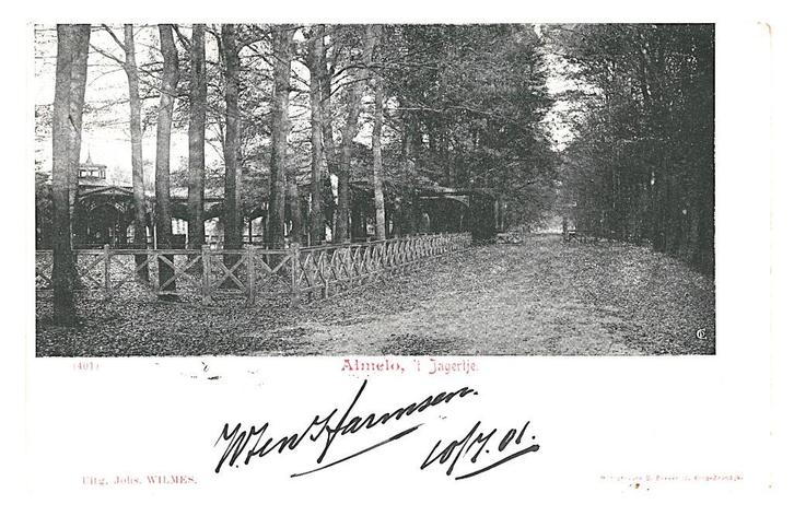 981081 Almelo t Jagertje Ov 1901 Gelopen met zegel, Verzamelen, Ansichtkaarten | Nederland, Gelopen, Overijssel, Voor 1920, Ophalen of Verzenden