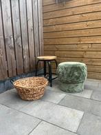 Groene kurk poef, Huis en Inrichting, Ophalen, Zo goed als nieuw, Rond, Minder dan 50 cm