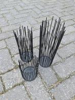 Set van 3 Metalen Kandelaars, Gebruikt, Zwart, Ophalen of Verzenden, Metaal