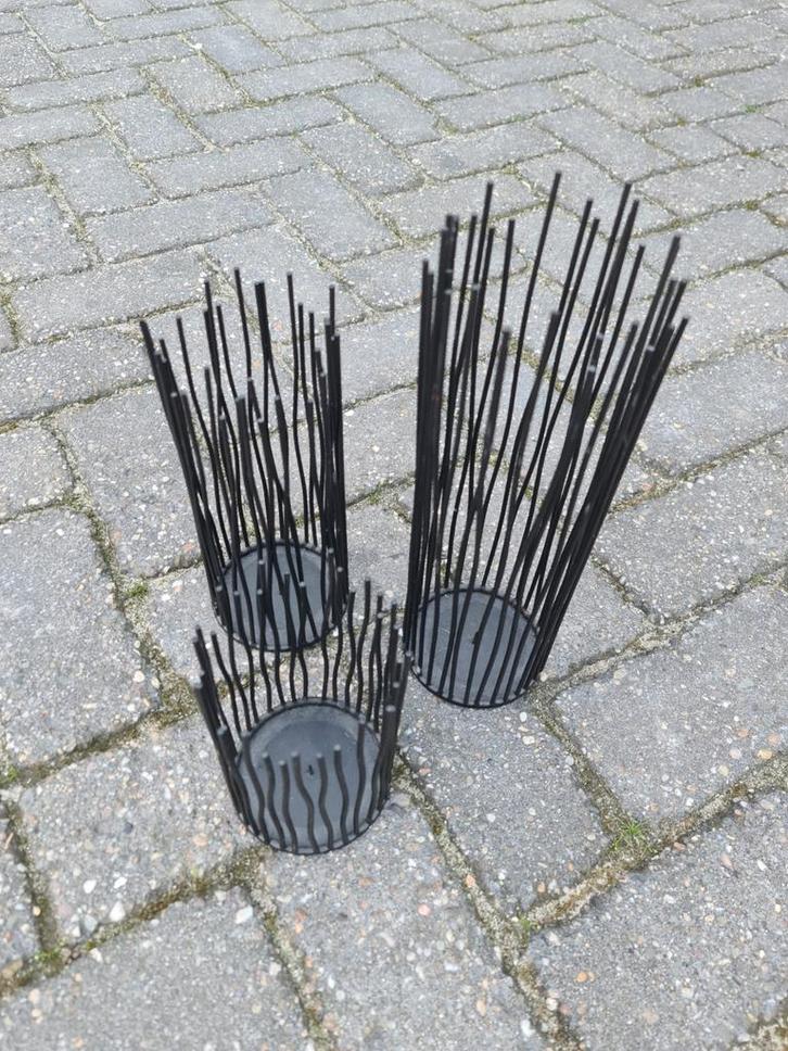 Set van 3 Metalen Kandelaars, Huis en Inrichting, Woonaccessoires | Kandelaars en Kaarsen, Gebruikt, Kandelaar, Minder dan 25 cm
