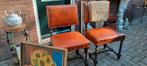 4 eetkamerstoelen, echt leer, kasteelstoelen, Antiek en Kunst, Ophalen