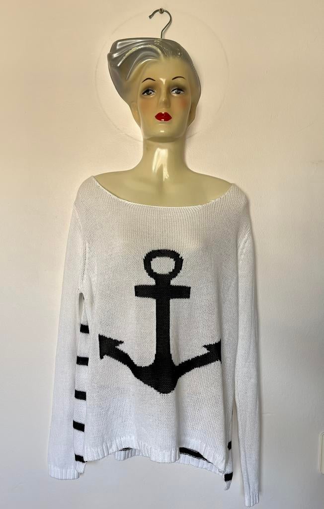 Question M witte Polo Land los knitted trui wijde hals anker, Kleding | Dames, Truien en Vesten, Zo goed als nieuw, Maat 38/40 (M)