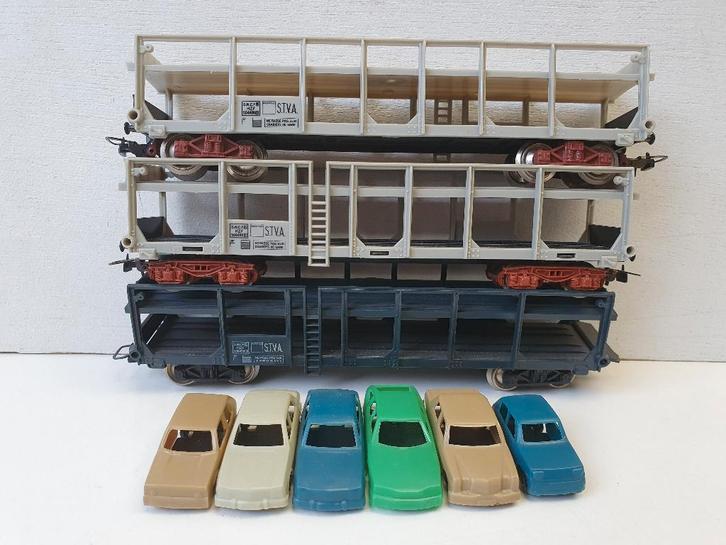 JOUEF H0 6540 3 stuks STVA 4-as autotransporter+6 Jouef auto, Hobby en Vrije tijd, Modeltreinen | H0, Gebruikt, Wagon, Gelijkstroom of Wisselstroom