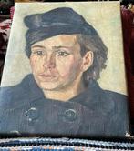 Portret Schilderij -  Olieverf op Doek - 40 x 41 cm, Ophalen of Verzenden