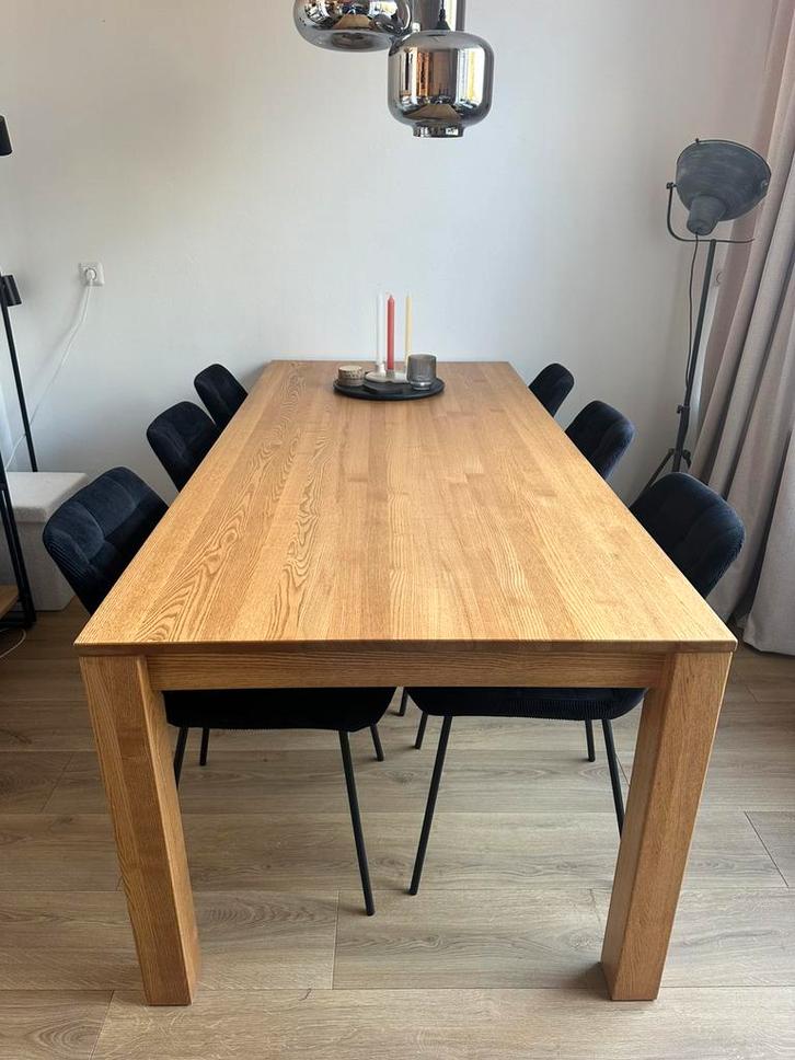 Eettafel met 6 eetkamerstoelen, Huis en Inrichting, Tafels | Eettafels, Zo goed als nieuw, 100 tot 150 cm, 200 cm of meer, Vijf personen of meer