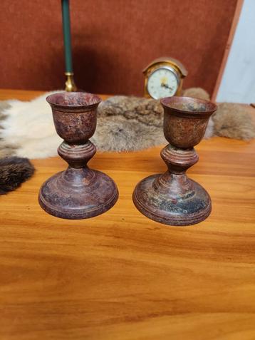 Rustieke Vintage Kandelaars Messing - Made in India beschikbaar voor biedingen