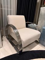 Eichholtz Stijlvolle fauteuil met chromen frame I 2 stuks, Eenpersoons, Minder dan 75 cm, Ophalen of Verzenden, Zo goed als nieuw