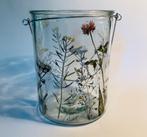 Mooi glazen windlicht met bloemen opdruk, Huis en Inrichting, Woonaccessoires | Kandelaars en Kaarsen, Ophalen of Verzenden, Overige materialen