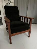 Prachtige vintage rokersstoel! Groene ribstof kussens, Huis en Inrichting, Ophalen of Verzenden, Zo goed als nieuw