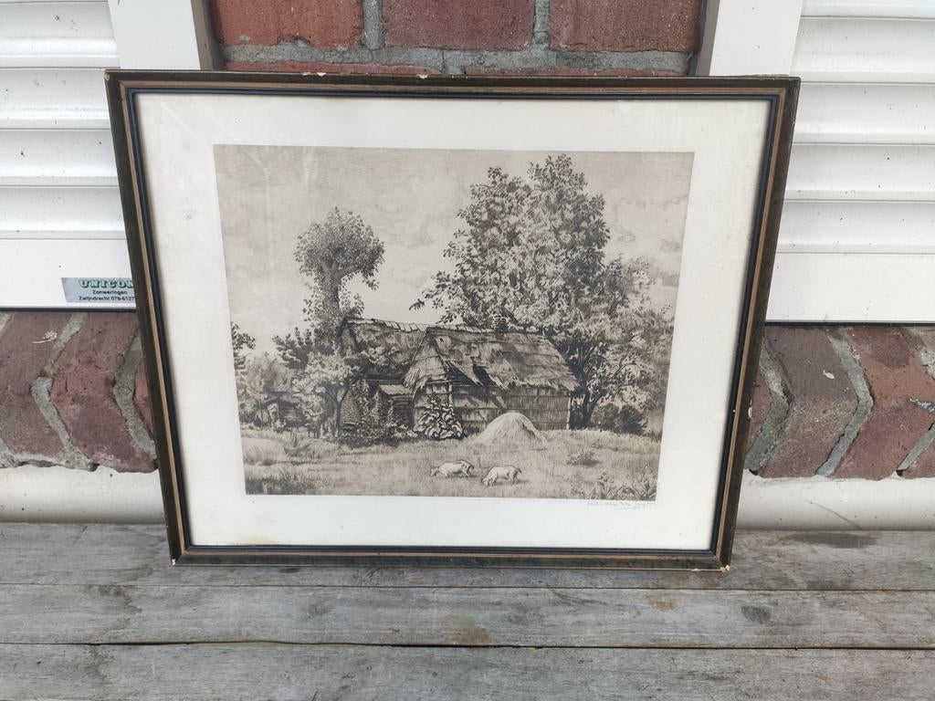 Ets Nico van der Jagt, 1944. WD-18., Antiek en Kunst, Kunst | Tekeningen en Foto's, Ophalen of Verzenden