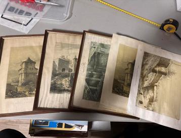 (A)5 originele 19e-eeuwse lithografieën Alexandre Schaepkens beschikbaar voor biedingen